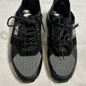 Yohji Yamamoto Y-3 black mesh and leather Sneakers